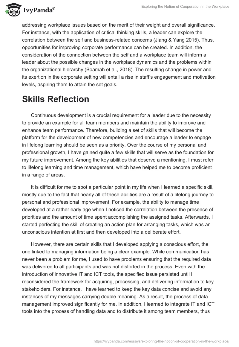 Exploring the Notion of Cooperation in the Workplace. Page 5