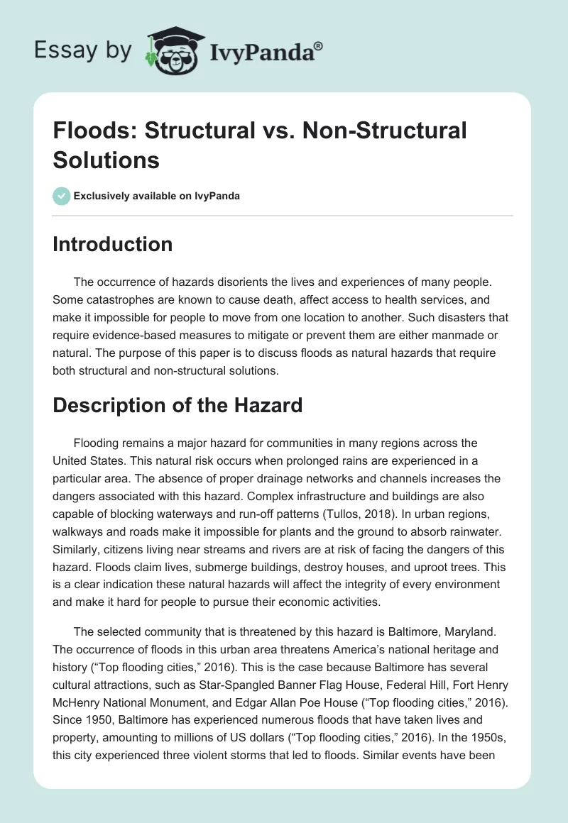 Floods: Structural vs. Non-Structural Solutions. Page 1