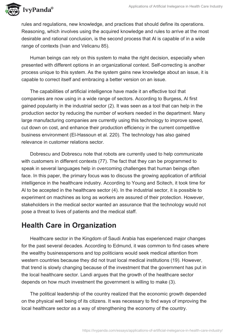 Applications of Artificial Inelegance in Health Care Industry. Page 4