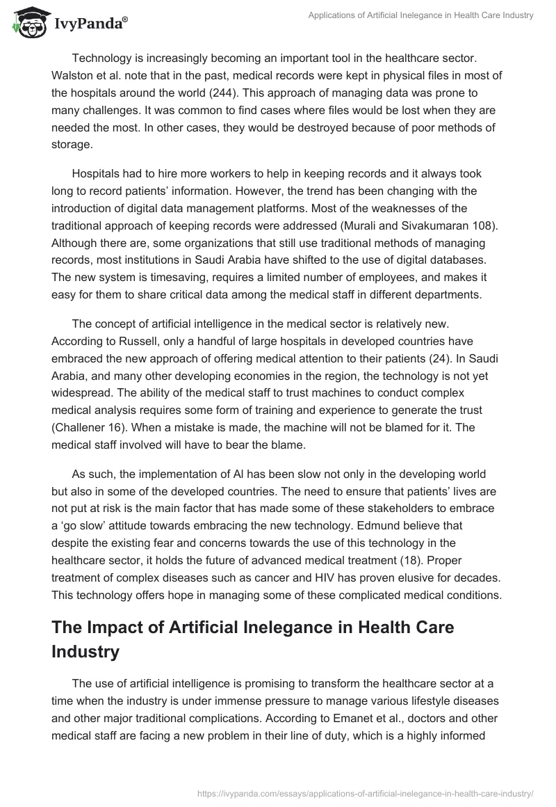 Applications of Artificial Inelegance in Health Care Industry. Page 5
