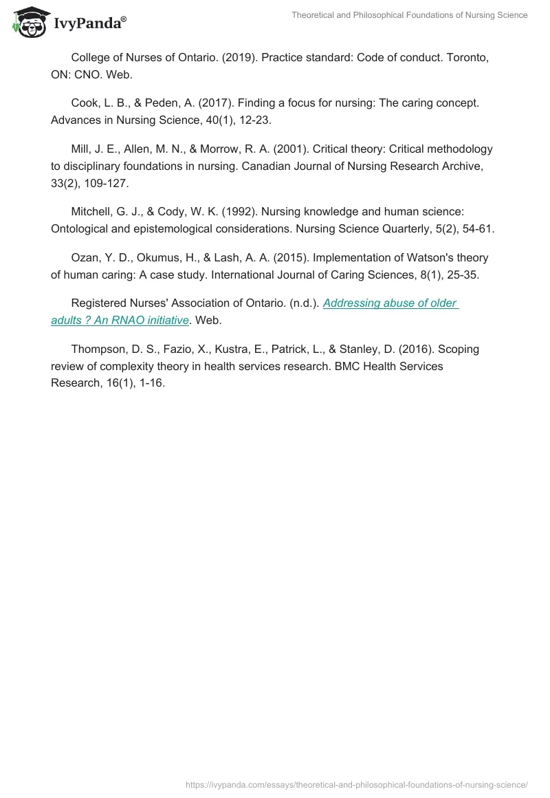 Theoretical and Philosophical Foundations of Nursing Science. Page 5