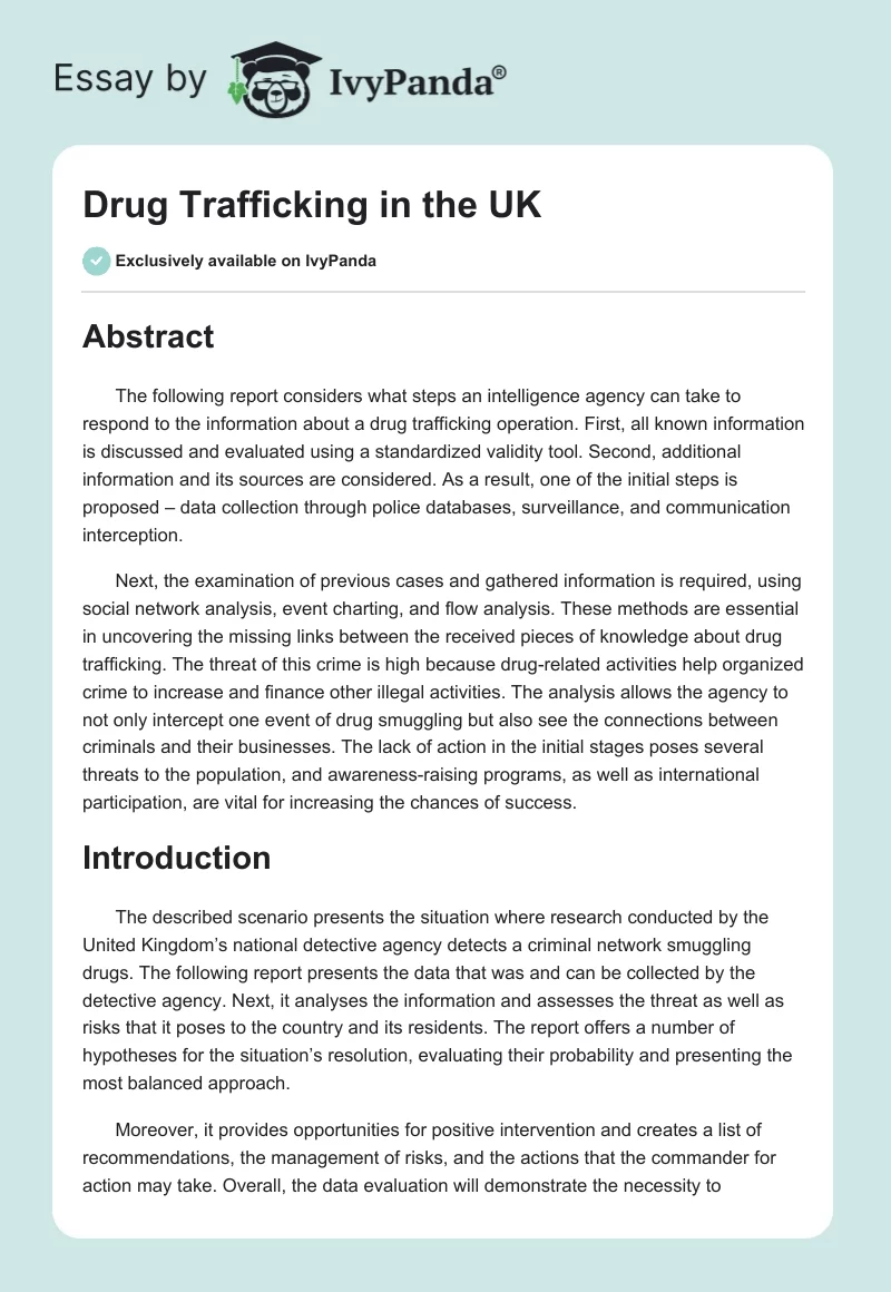 Drug Trafficking in the UK. Page 1