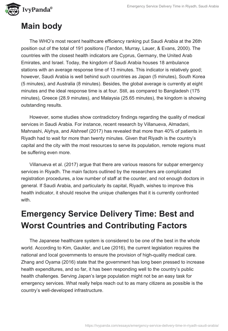 Emergency Service Delivery Time in Riyadh, Saudi Arabia. Page 2