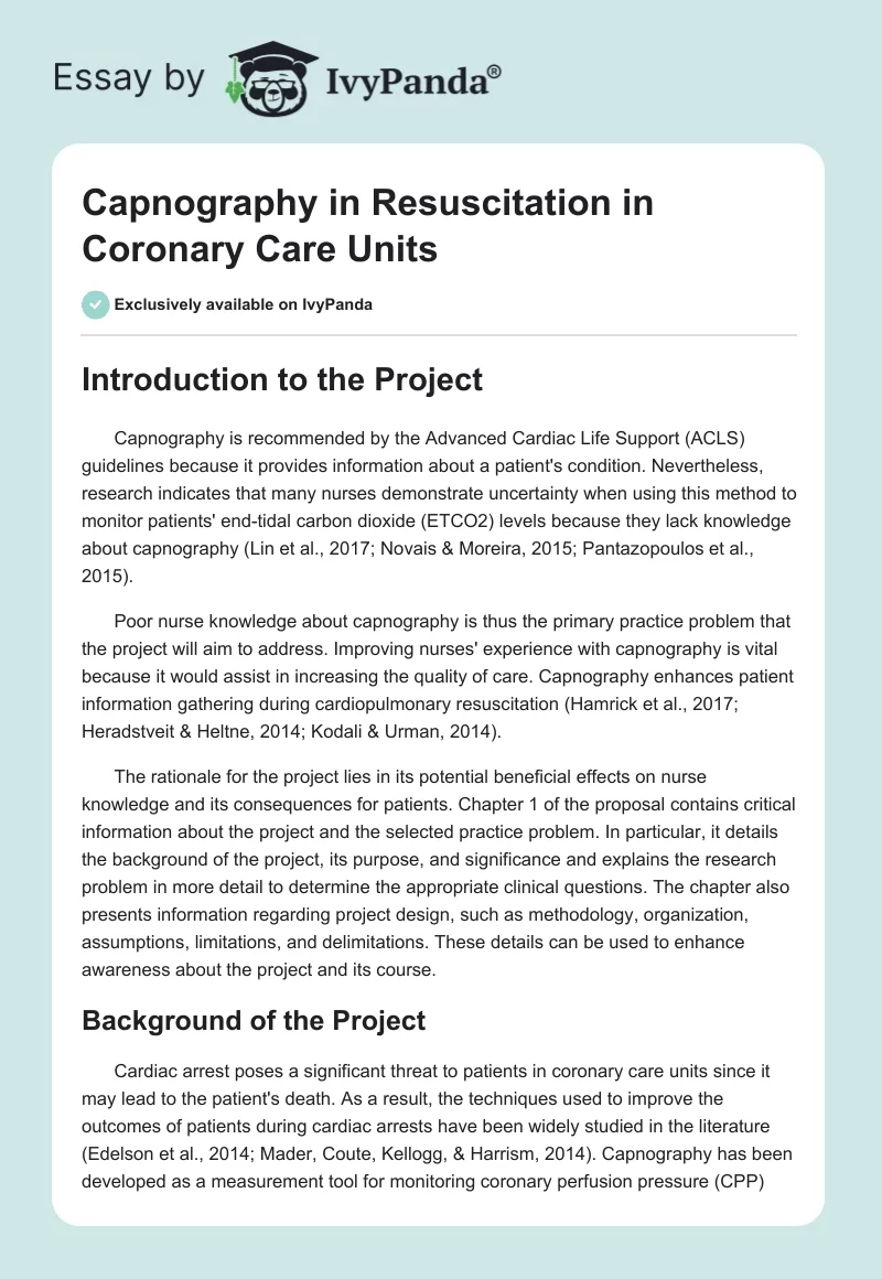 Capnography in Resuscitation in Coronary Care Units. Page 1
