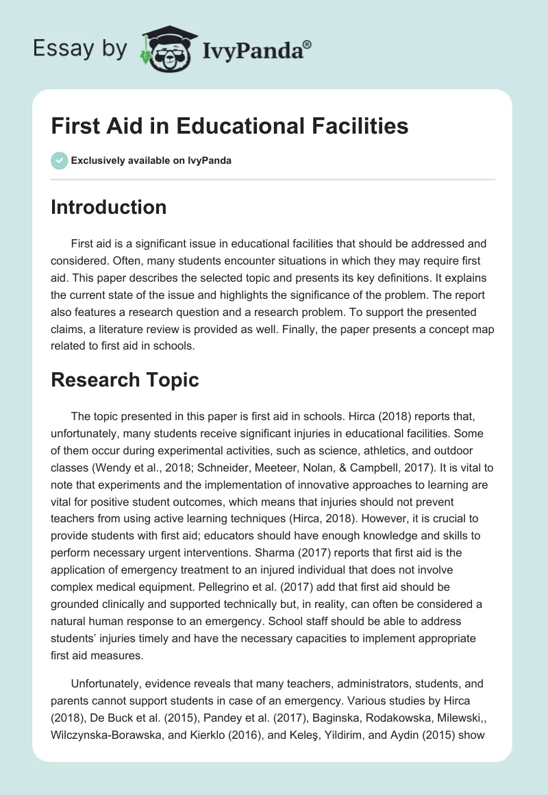 First Aid in Educational Facilities. Page 1