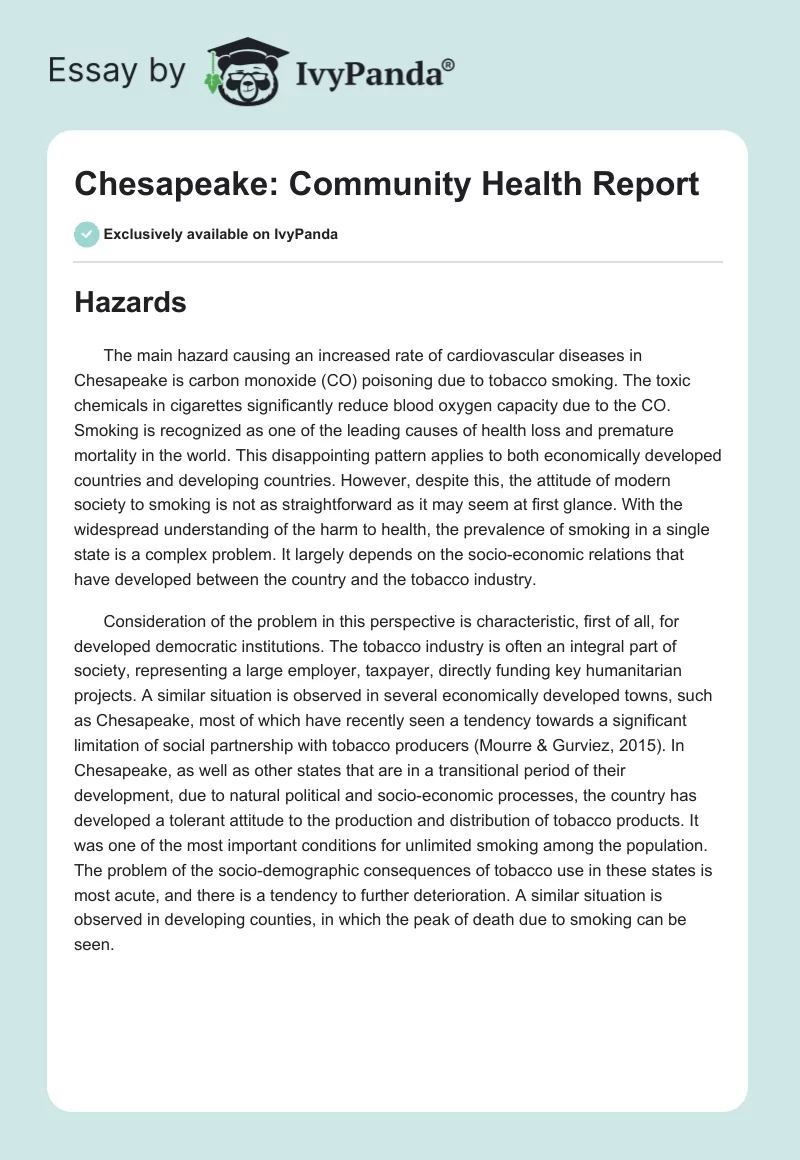 Chesapeake: Community Health Report. Page 1