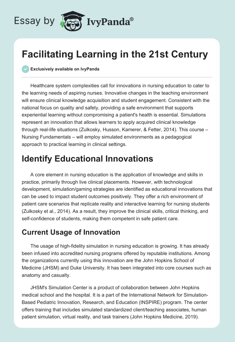 Facilitating Learning in the 21st Century. Page 1