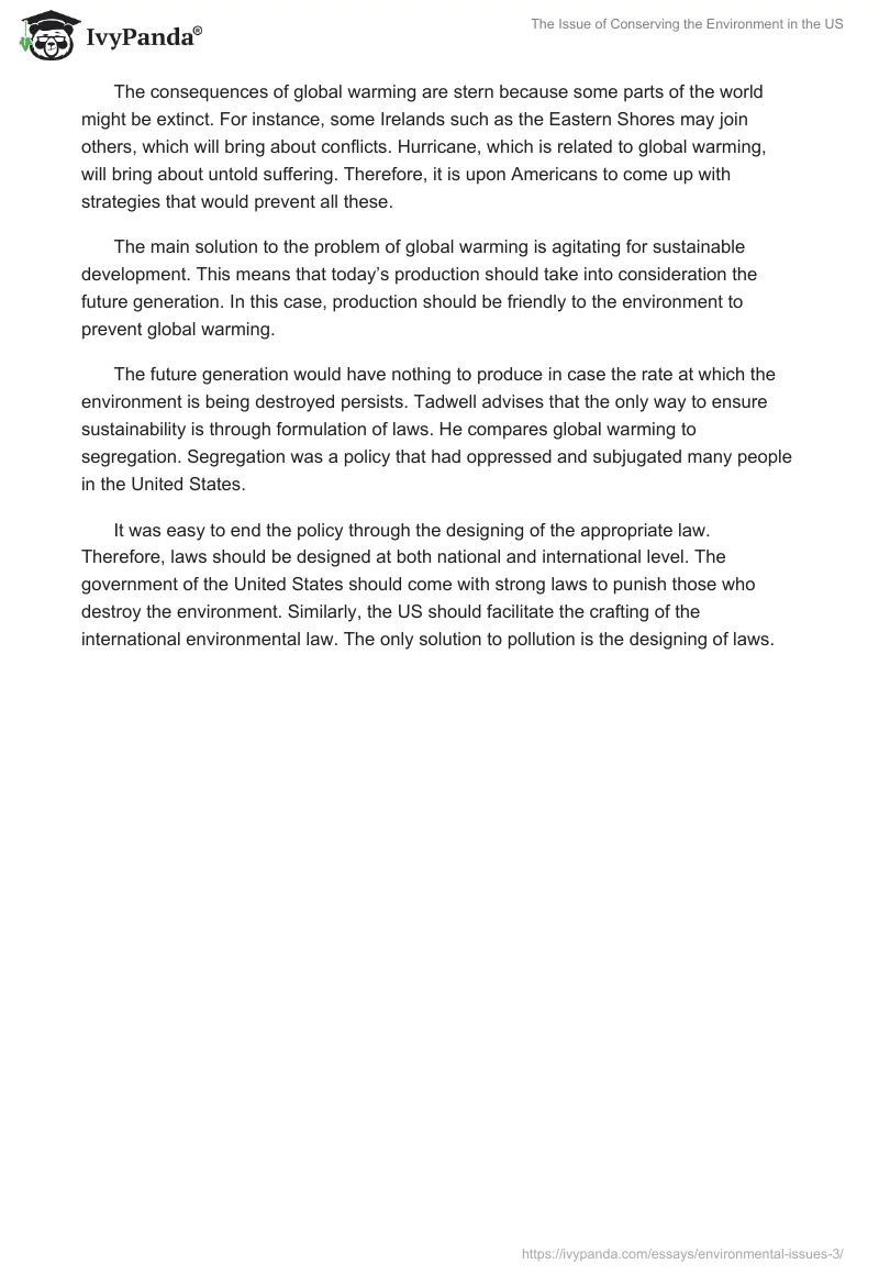 The Issue of Conserving the Environment in the US. Page 2