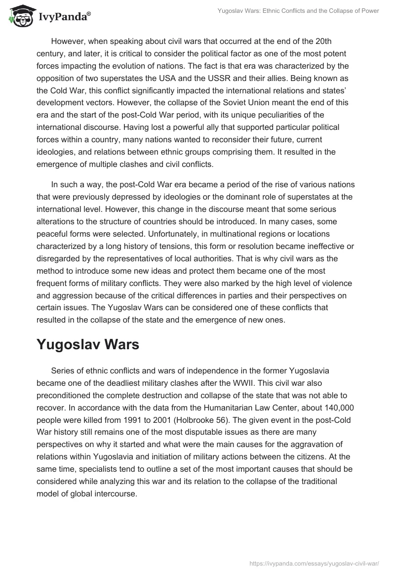 Yugoslav Wars: Ethnic Conflicts and the Collapse of Power. Page 2