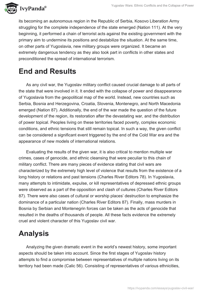 Yugoslav Wars: Ethnic Conflicts and the Collapse of Power. Page 5