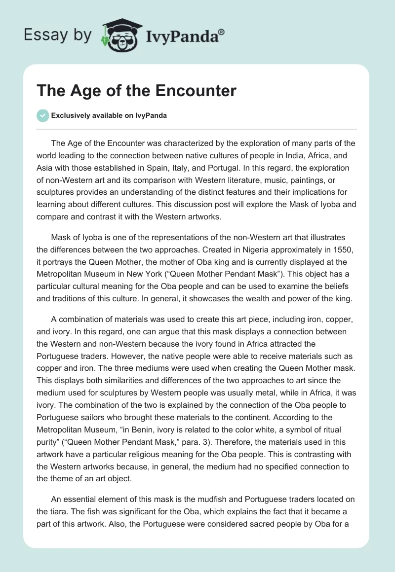 The Age of the Encounter. Page 1