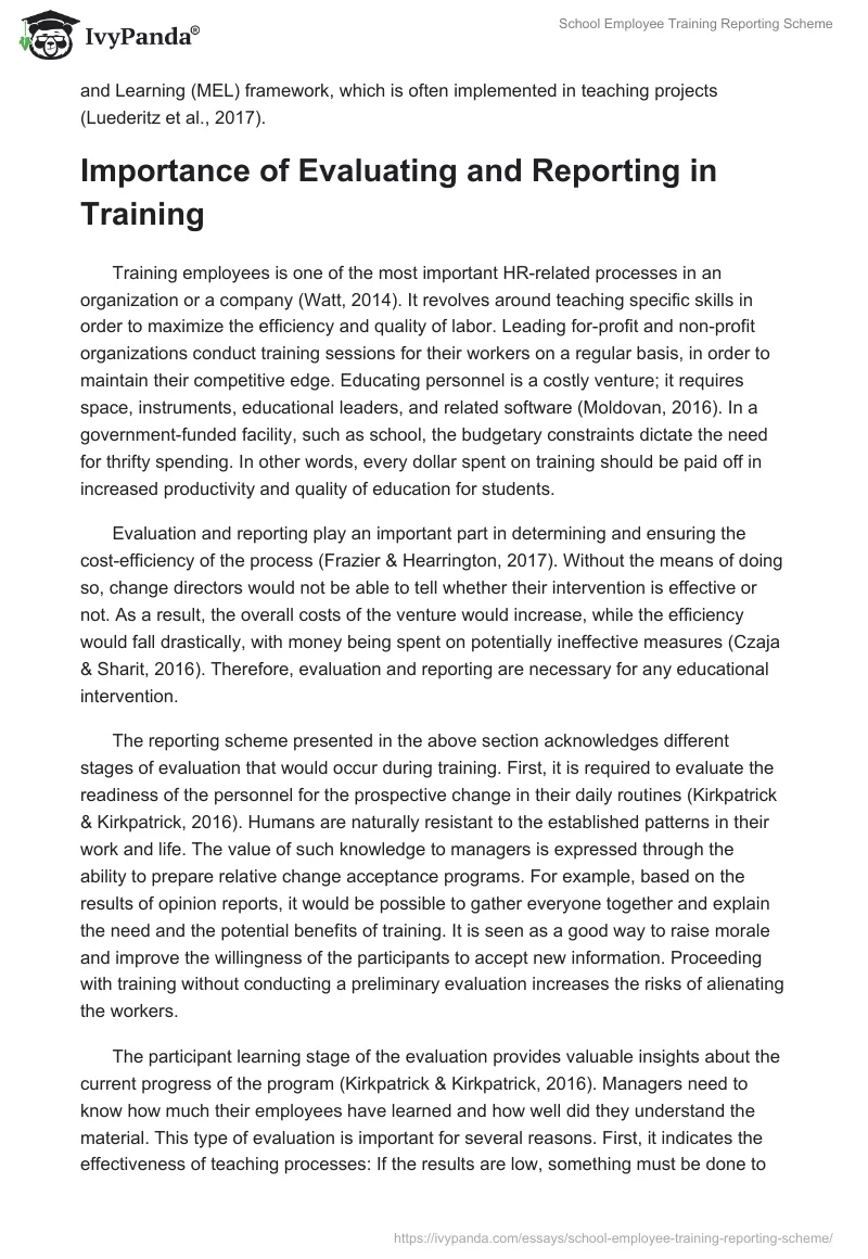 School Employee Training Reporting Scheme. Page 2