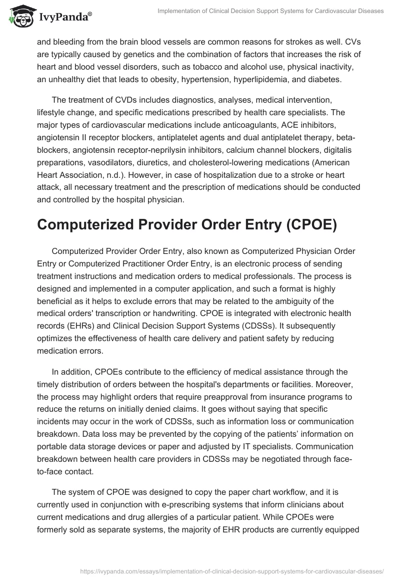 Implementation of Clinical Decision Support Systems for Cardiovascular Diseases. Page 2