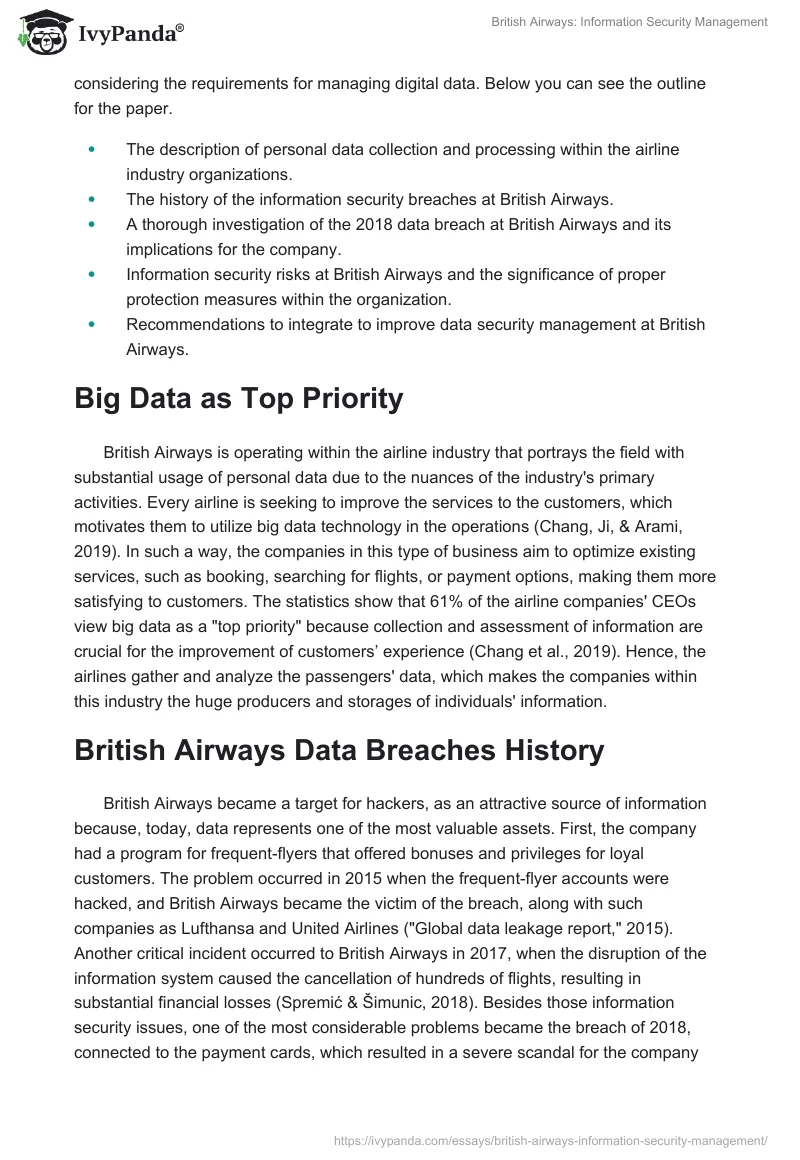 British Airways: Information Security Management. Page 2