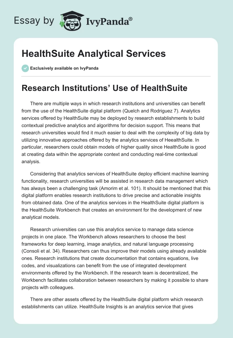 HealthSuite Analytical Services. Page 1