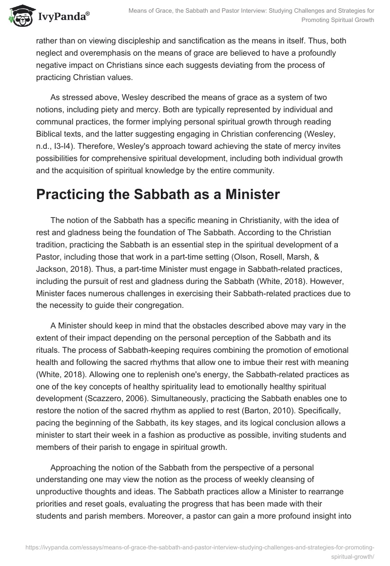 Means of Grace, the Sabbath and Pastor Interview: Studying Challenges and Strategies for Promoting Spiritual Growth. Page 2
