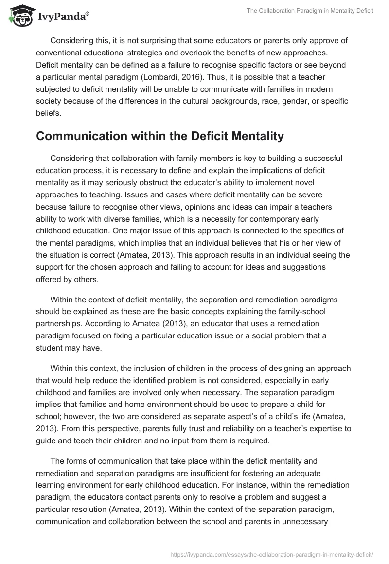 The Collaboration Paradigm in Mentality Deficit. Page 2