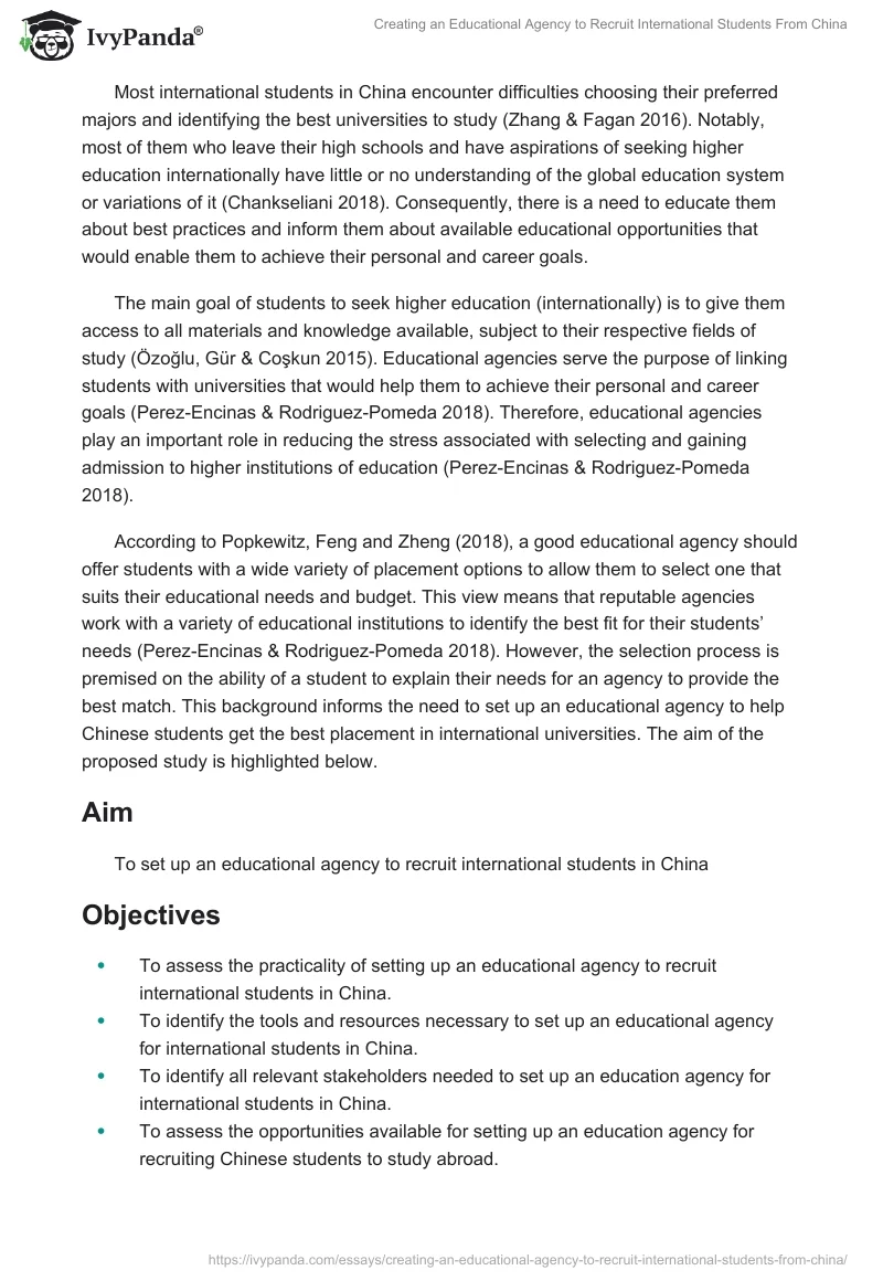 Creating an Educational Agency to Recruit International Students From China. Page 2