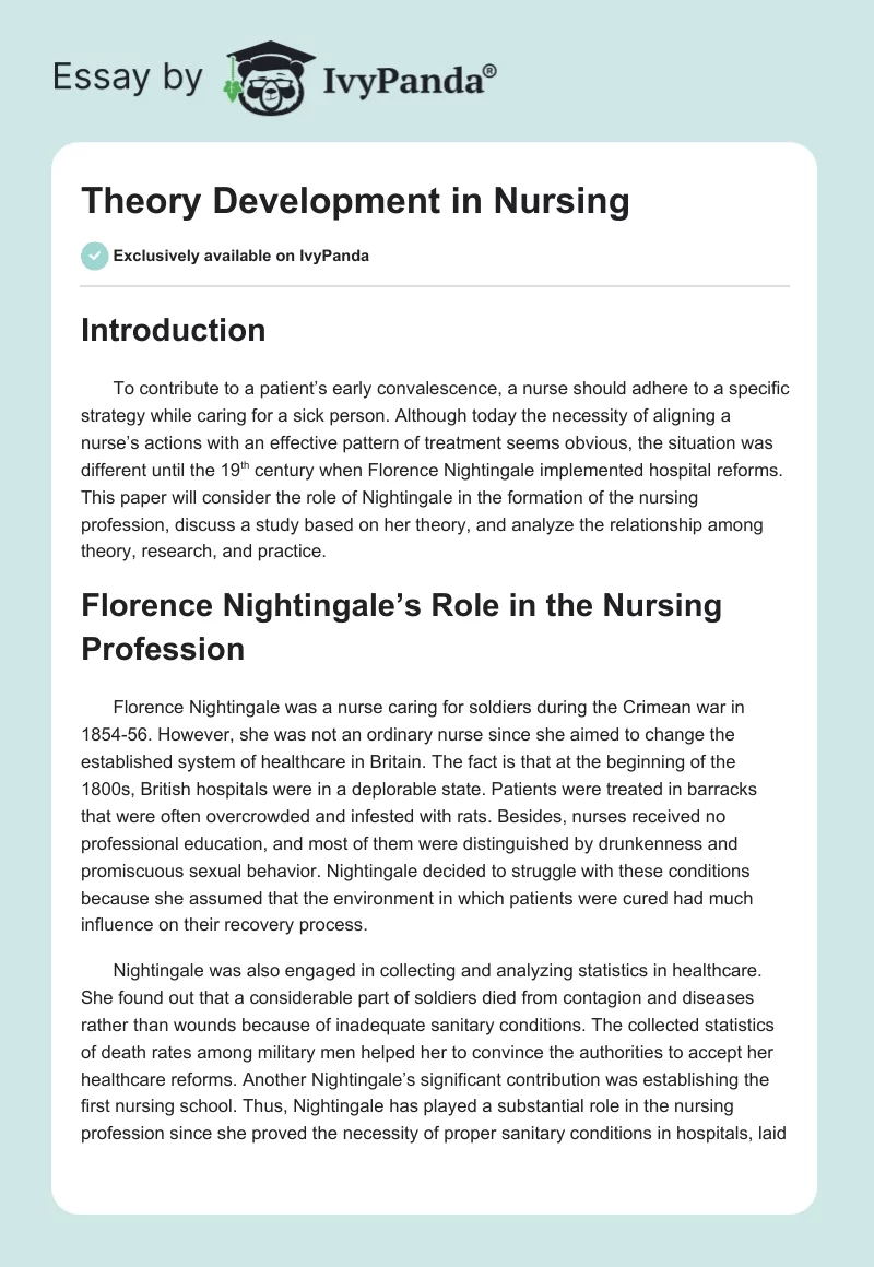 Theory Development in Nursing. Page 1