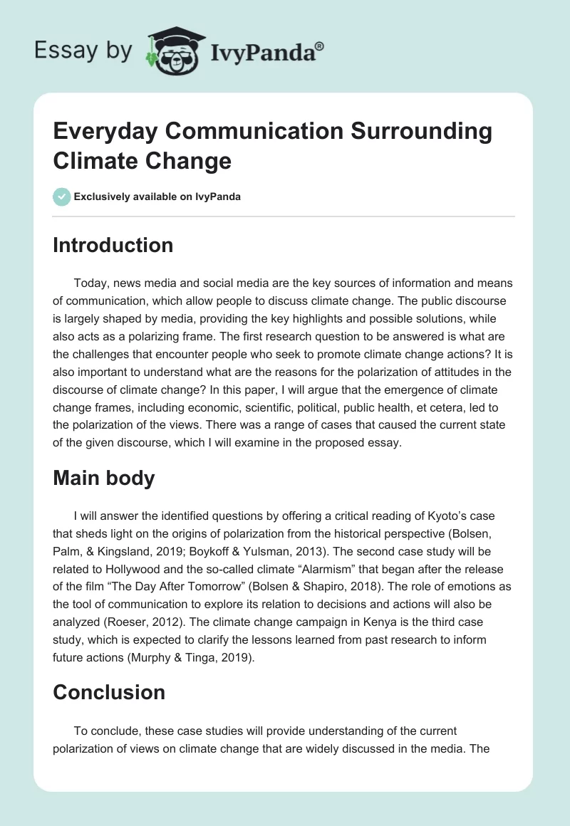 Everyday Communication Surrounding Climate Change. Page 1