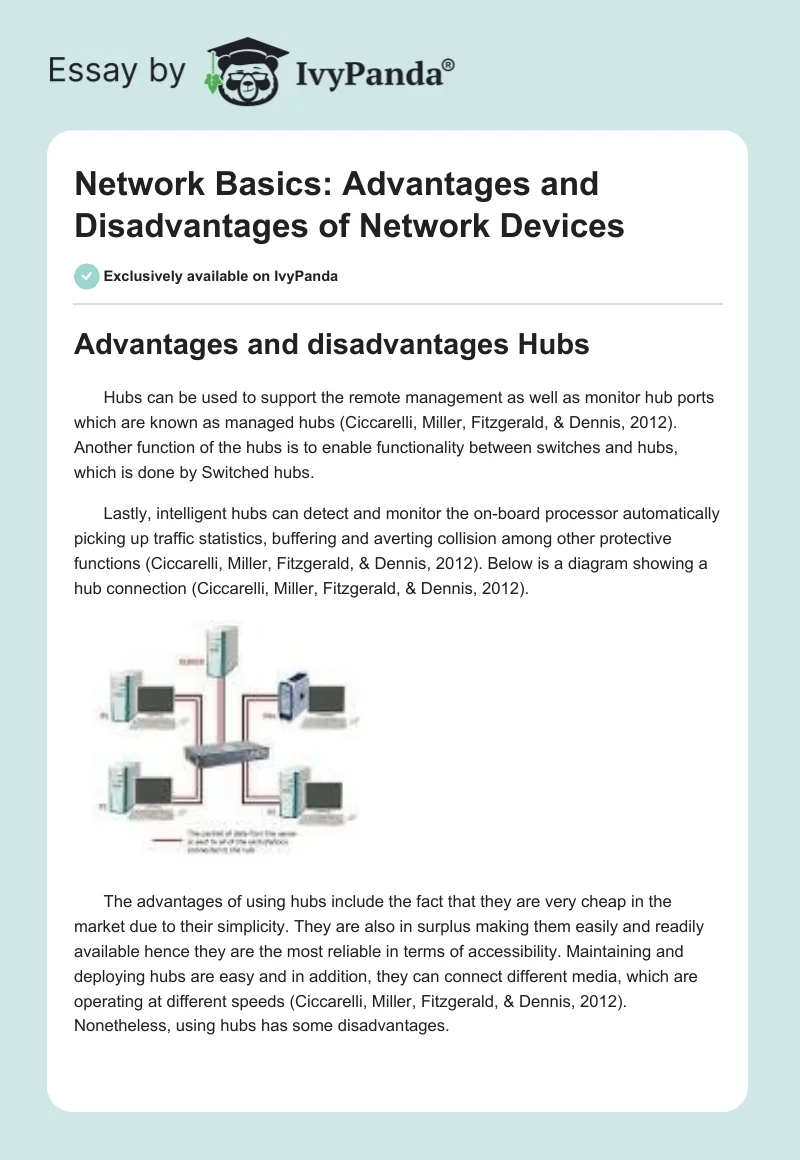 Network Basics: Advantages and Disadvantages of Network Devices. Page 1