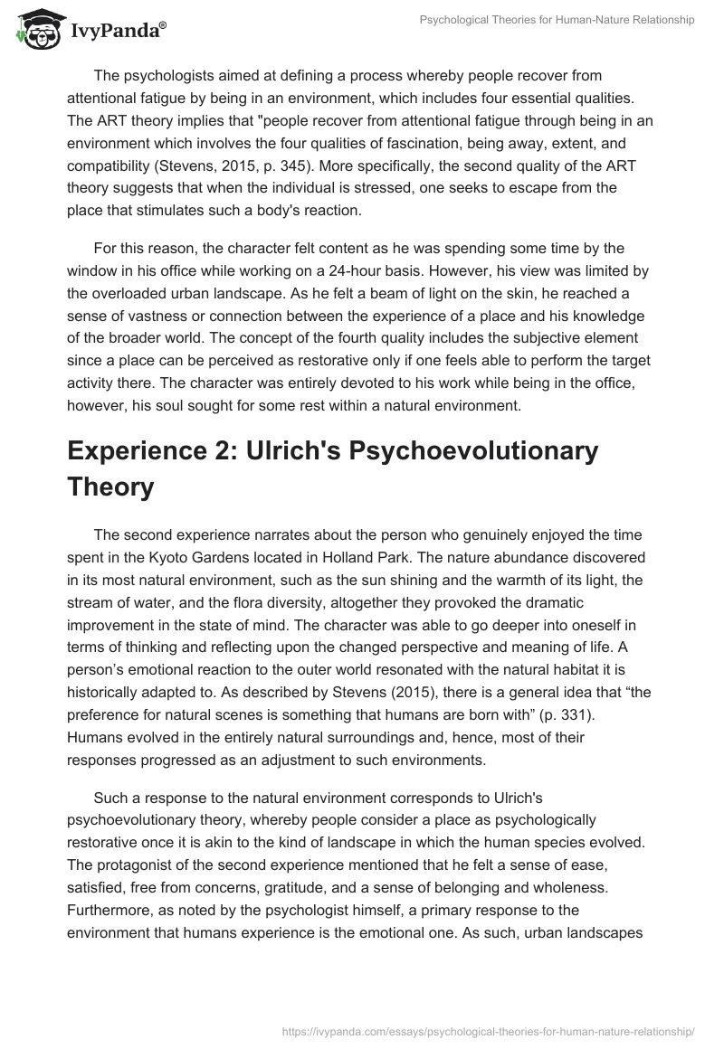Psychological Theories for Human-Nature Relationship. Page 2