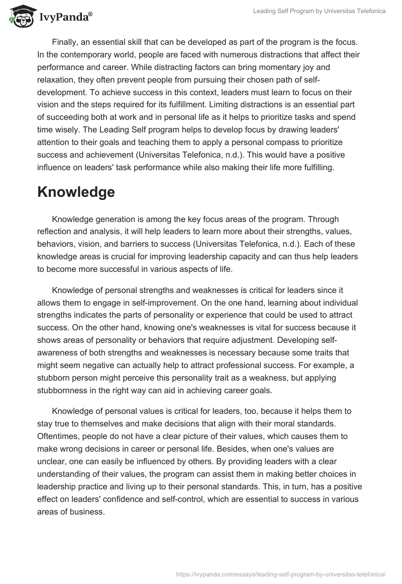 Leading Self Program by Universitas Telefonica. Page 3
