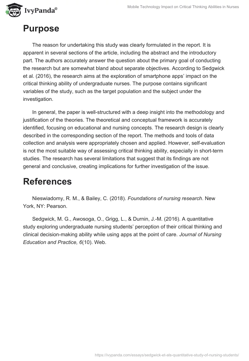 Mobile Technology Impact on Critical Thinking Abilities in Nurses. Page 3