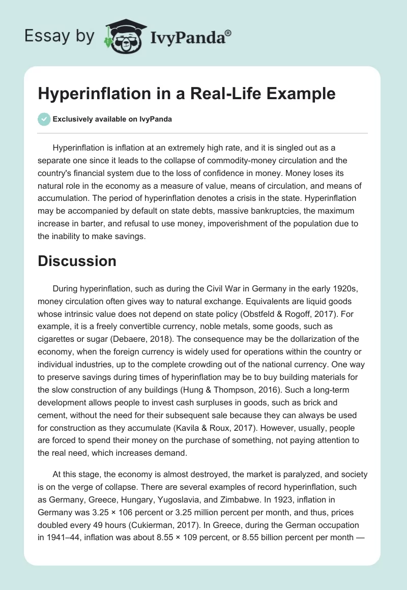 Hyperinflation in a Real-Life Example. Page 1