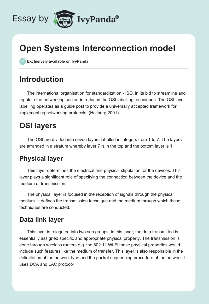 Open Systems Interconnection model. Page 1