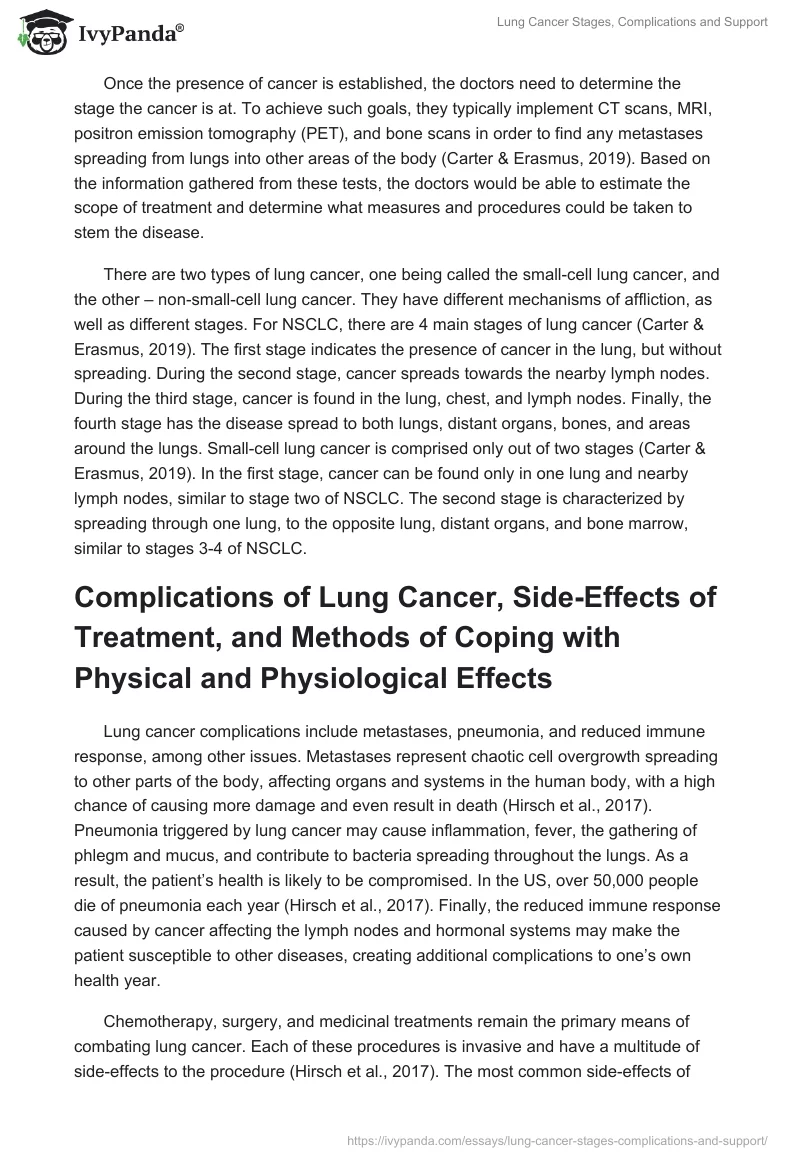 Lung Cancer Stages, Complications, and Support. Page 2