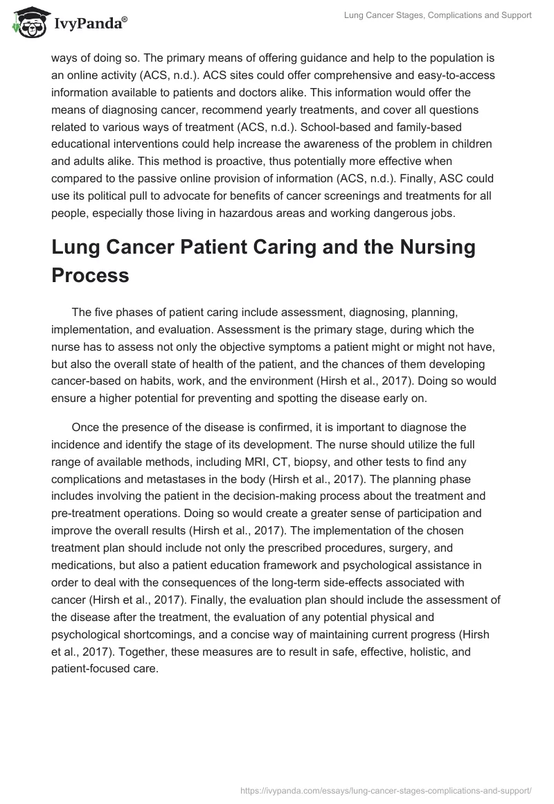 Lung Cancer Stages, Complications, and Support. Page 4