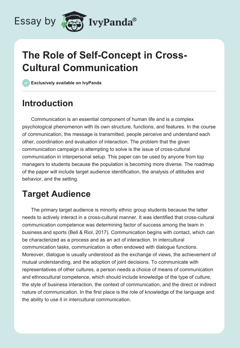 The Role of Self-Concept in Cross-Cultural Communication. Page 1