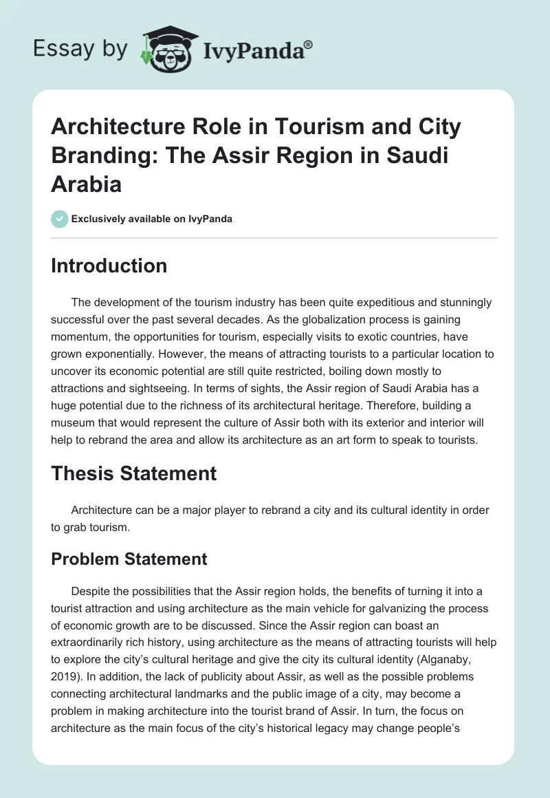 Architecture Role in Tourism and City Branding: The Assir Region in Saudi Arabia. Page 1