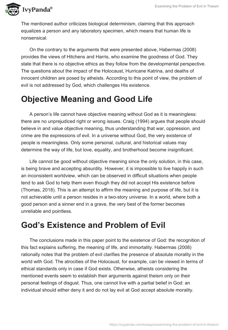 Examining the Problem of Evil in Theism. Page 2