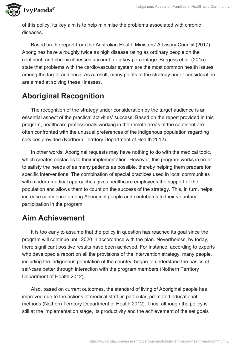 Indigenous Australian Families in Health and Community. Page 2
