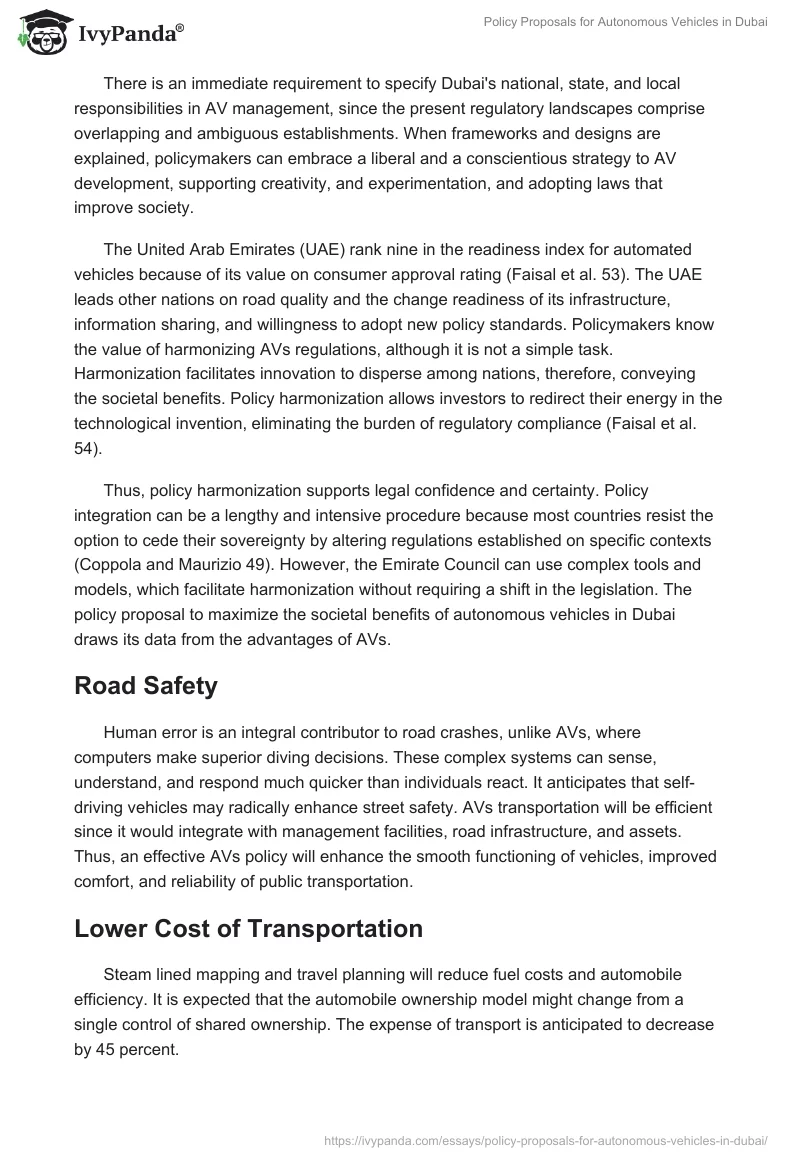Policy Proposals for Autonomous Vehicles in Dubai. Page 2