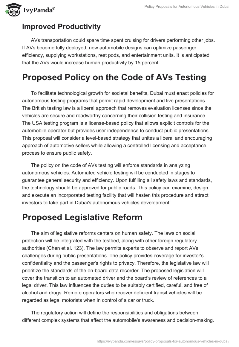 Policy Proposals for Autonomous Vehicles in Dubai. Page 3