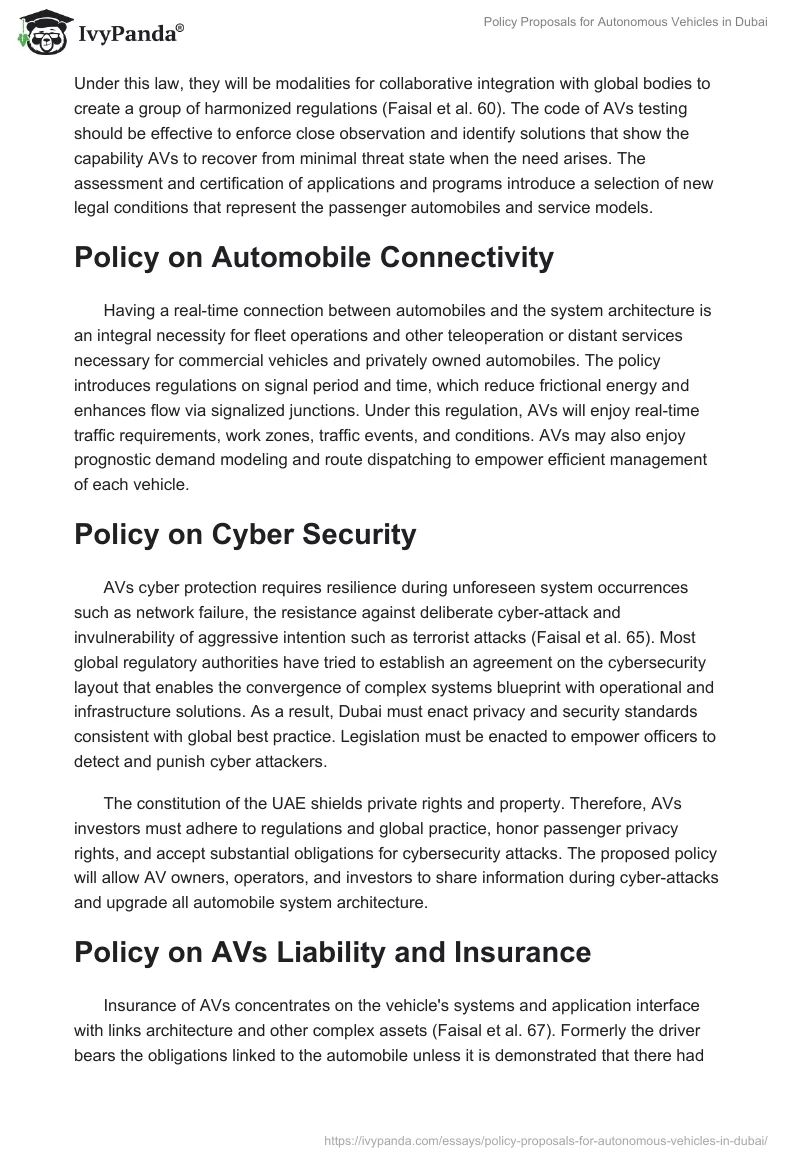 Policy Proposals for Autonomous Vehicles in Dubai. Page 4