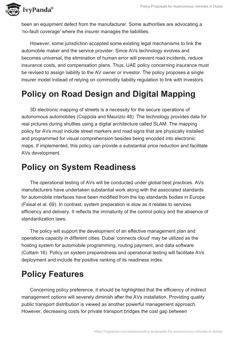 Policy Proposals for Autonomous Vehicles in Dubai. Page 5