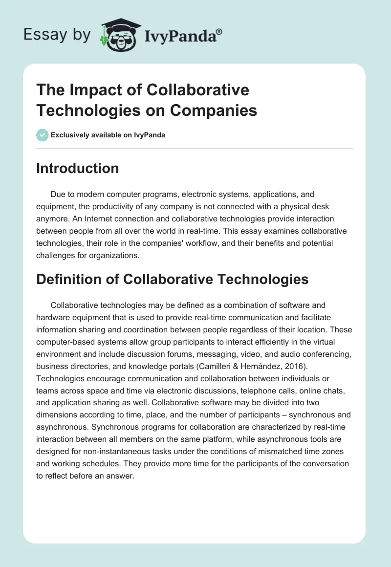 The Impact of Collaborative Technologies on Companies. Page 1