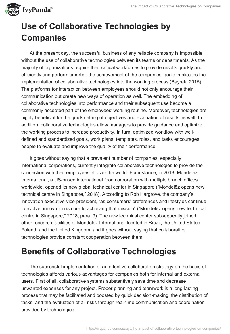The Impact of Collaborative Technologies on Companies. Page 2