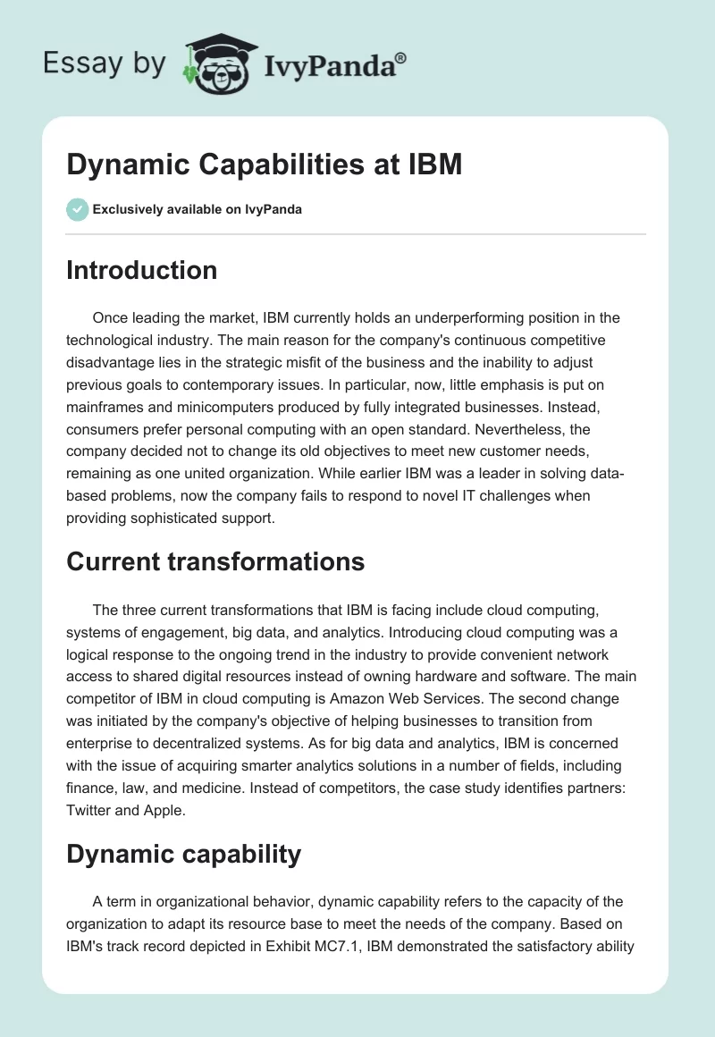 Dynamic Capabilities at IBM. Page 1