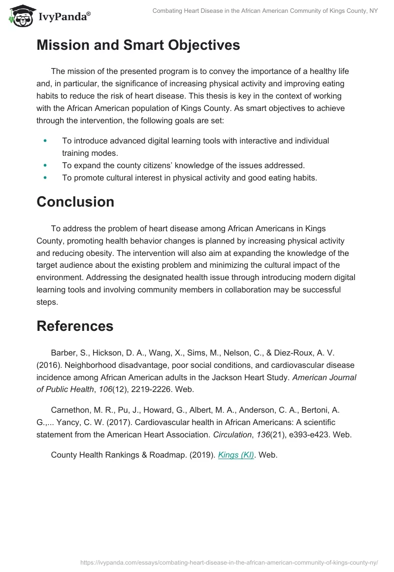 Combating Heart Disease in the African American Community of Kings County, NY. Page 3