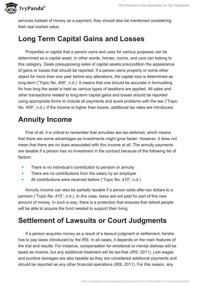 The Provision of the Information on Tax Treatments. Page 2
