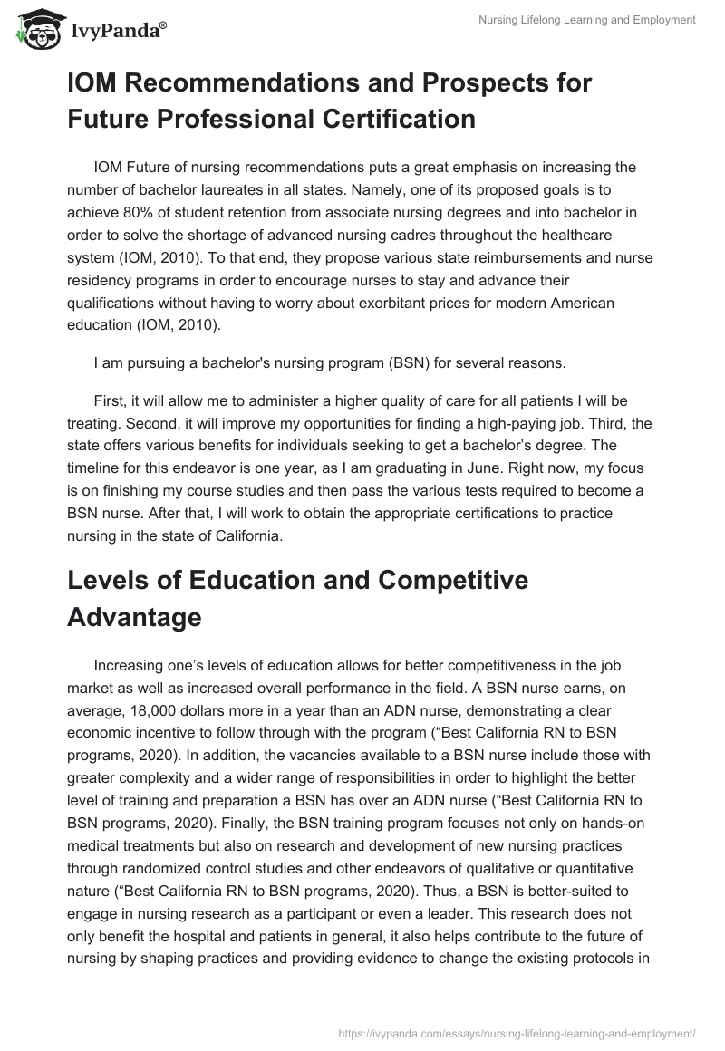 Nursing Lifelong Learning and Employment. Page 2