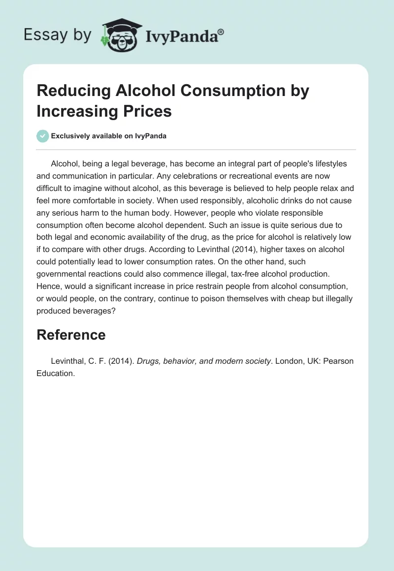 Reducing Alcohol Consumption by Increasing Prices. Page 1