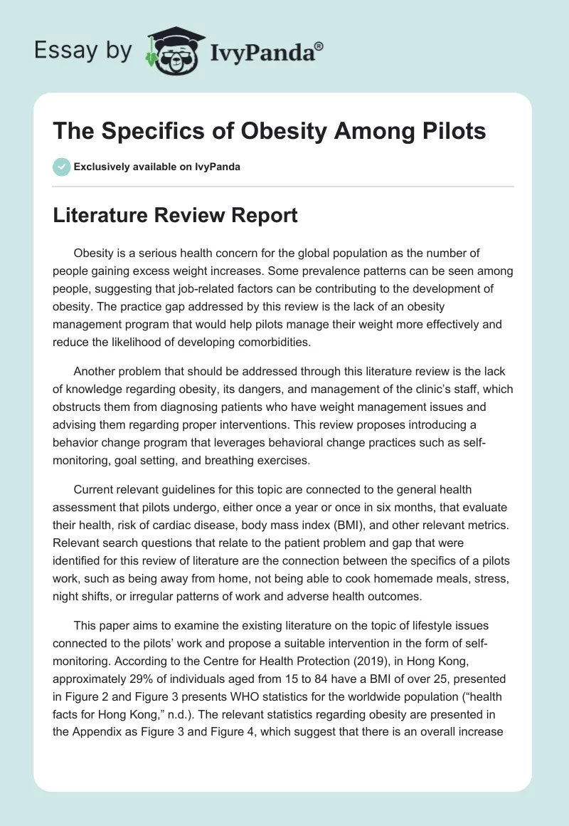 The Specifics of Obesity Among Pilots. Page 1