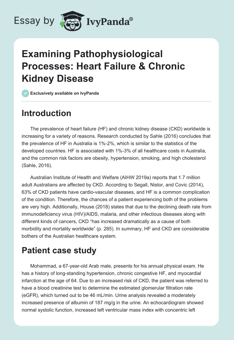 Examining Pathophysiological Processes: Heart Failure & Chronic Kidney Disease. Page 1