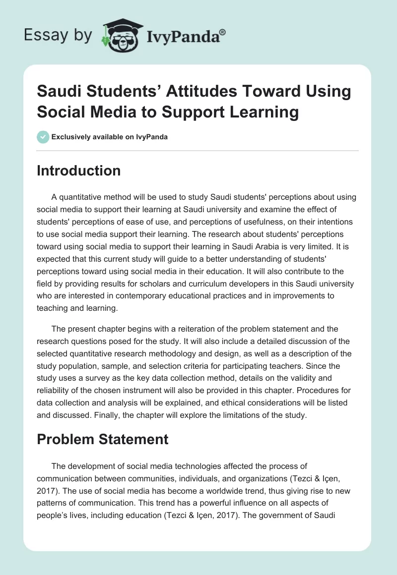 Saudi Students’ Attitudes Toward Using Social Media to Support Learning. Page 1